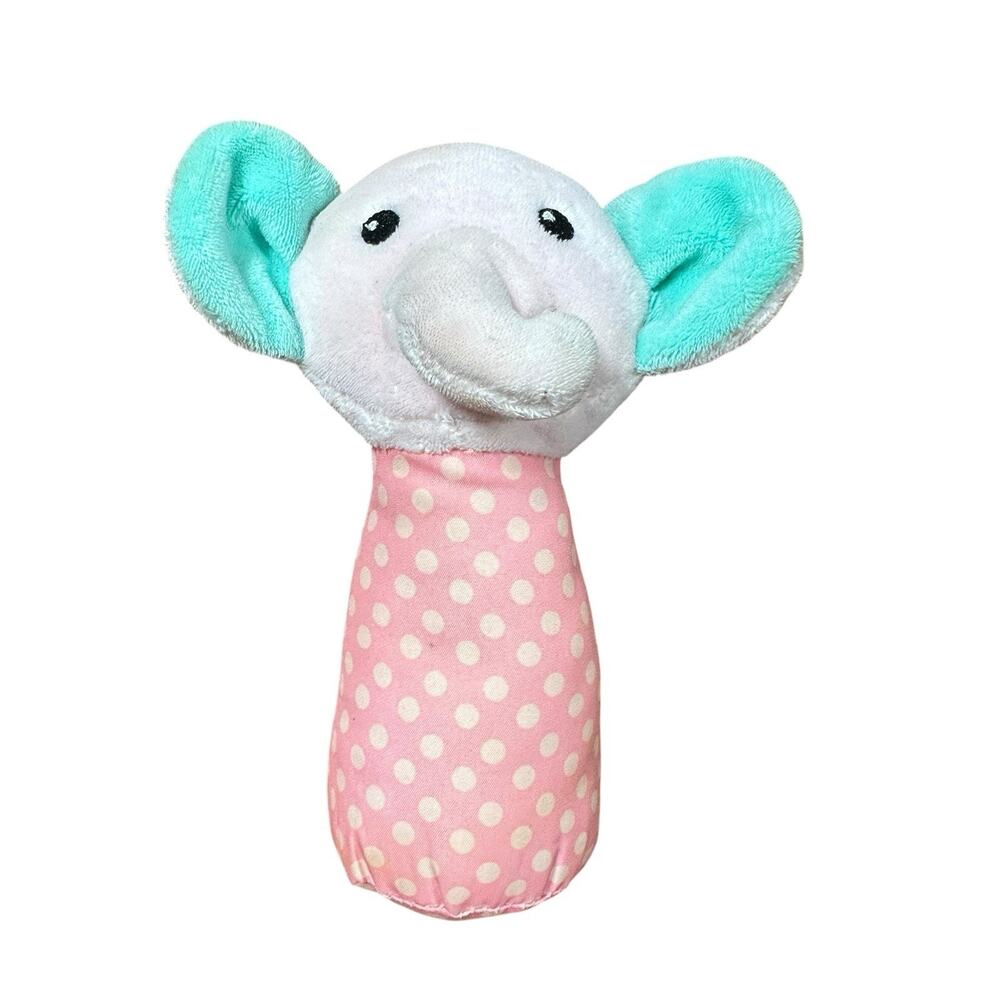 Walmart ELEPHANT 6" Rattle Baby Plush Toy Spark Create Imagine Pink Polka Dots